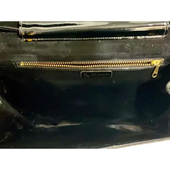 70's 80s Black Italian Patent Leather Shoulder Bag ClutchItaly